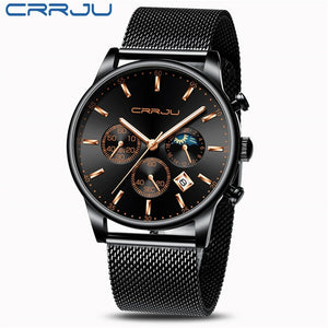 CRRJU New Blue Casual Quartz Gold Watch