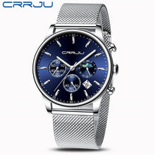 Load image into Gallery viewer, CRRJU New Blue Casual Quartz Gold Watch